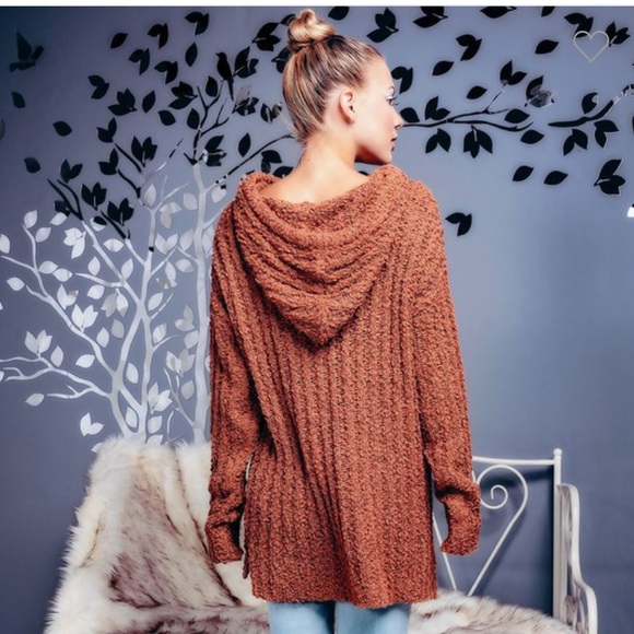 Last 1! Soft New Cozy Knit Popcorn Hoodie Sweater - Picture 9 of 12